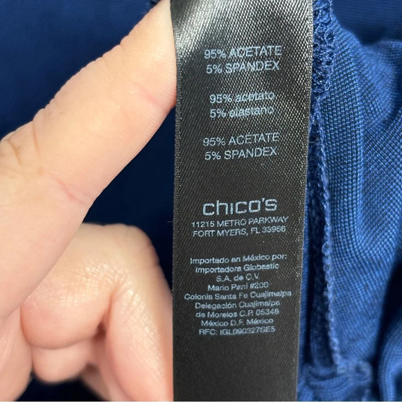 Travelers By Chico’s Asymmetrical Blouse Cinch Side Navy Blue 3 L - Picture 5 of 8